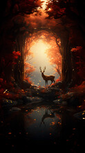 Fantasy Deer In The Forest