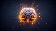 human brain with energy lights receding from it. brainstorming concept. Generative Ai. 