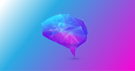 Aufkleber - Abstract colorful human brain. Creative, Artificial intelligence, AI. Low polygonal and wireframe from dots and lines. Vector illustration