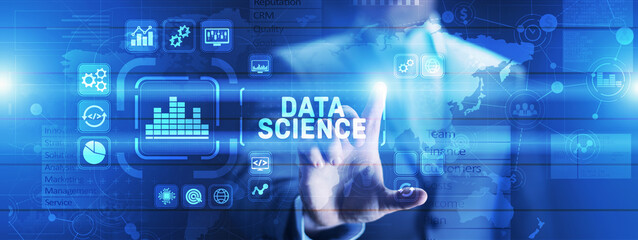 Wall Mural - big data science analysis business technology concept on virtual screen.
