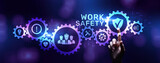 Fototapeta  - Work safety HSE Regulation rules business concept on screen.