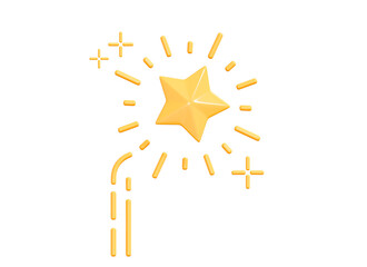 Wall Mural - 3d cute fireworks emoji. explosion firecracker with golden sparkly star. birthday party confetti. ne