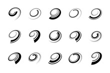 Set Of Spiral Design Elements. Abstract Whirl Icons.