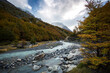 Mountain river in the mountains, autumn, W Trek in Torres Del Paine, Patagonia, Chili