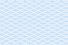 Blue And White Japanese Overlapping Clouds Pattern Vector Template. Arabic Style Moroccan Tiles Islamic Background.