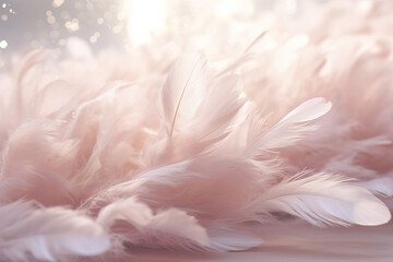 generative ai: abstract lightly soft of white fluffly feather falling in the air