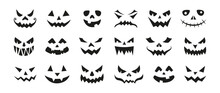 Scary Face Set. Halloween Clipart. Vector And PNG On Transparent Background.	