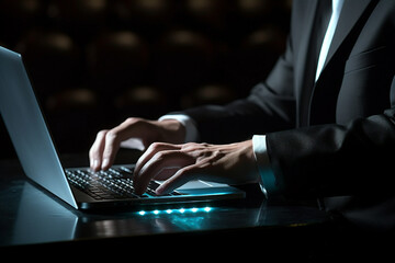 Technology digital hand hacker code online protection hacking person programmer laptop internet dark system