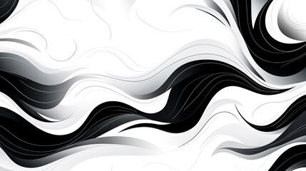 Wall Mural - A black and white pattern flows on a clear white background.