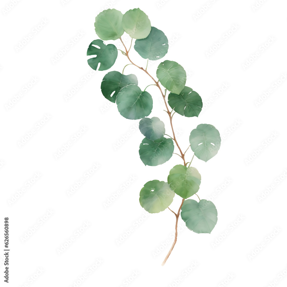 Watercolor Eucalyptus Clipart Set - Baby Blue & Greenery - Individual ...