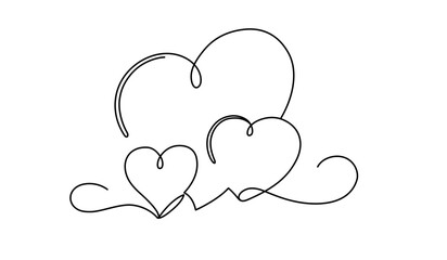 Wall Mural - heart line art vector doodle. illustration valentine element party