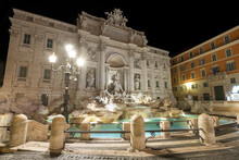 Trevi Fountain At Night In Rome. Italy