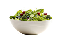 Bowl Of Fresh Salad Isolated On White, Genarative Ai