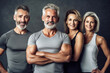 Handsome senior people in sportswear fit and healthy, natural blurred background