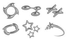 Iron Star Y2K Icon. Universal 3D Shapes For Design, Projects, Posters, Banners And Business Cards. Set Icons