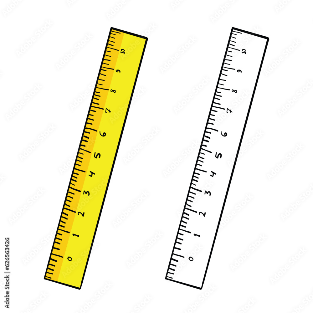 Vector ruler illustration Isolated on white background Education School ...