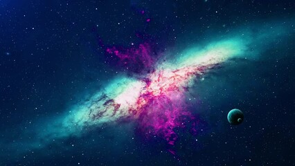 Wall Mural - 4k 3d flight through space with star field, galaxy and nebulae fast traveling. spiral galaxy univers