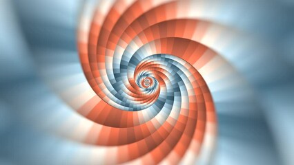 Wall Mural - Minimal spiral in infinite rotation. Abstract background in brown and blue color. Dizzy concentric pattern. Retro backdrop for event, party, celebration, anniversary or other. Seamless loop animation