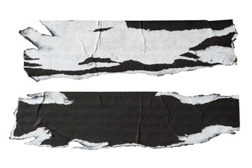 two pieces of peeled black and white paper