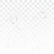 Fizzy gas underwater air bubbles transparent and isolated over checkered background. Vector illustration