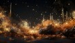 Glitzernder Nebel und Lichtsäulen vor einem Sternenhimmel (KI-/AI-generiert)