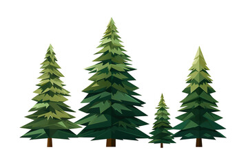 Wall Mural - Christmas trees isolated white background, vector illustration PNG