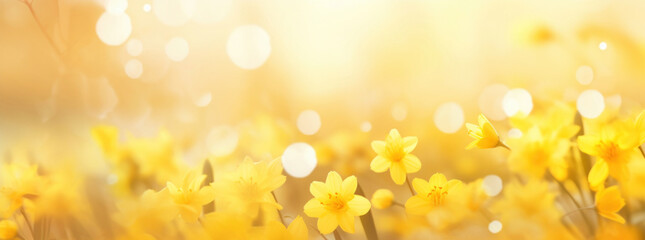 Closeup of beautiful yellow flowers in the garden, wallpaper.