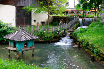 Poster - View of the Savinja river and valley in Luce, Slovenia, Europe