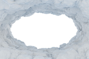 Wall Mural - frame of snow mountain cave with isolated on transparent background - png file, 3d rendering illustr