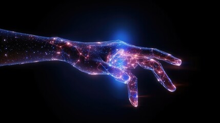 Businessman hand of digital data network transformation for next generation technology on cyberspace. Internet network and digital software development, Algorithm, Metaverse and data science.