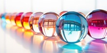 Colorful Glass Balls Spheres, Shiny And Glossy 3D Colorful Glass Balls Collection, Multicolored Background