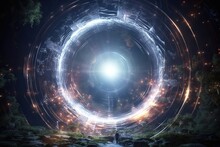 Astronaut Explores A Cosmic Portal, Walking Into An Interstellar Vortex For Time Travel, Universe And Dimensions Beyond