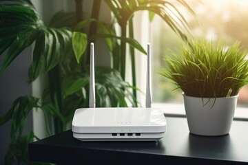 WIFI router with plants.