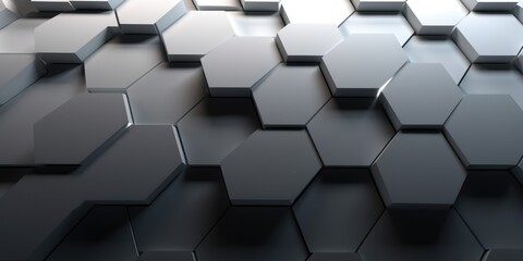A bunch of hexagons that are on top of each other. Digital image.