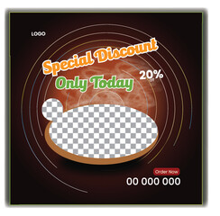 Wall Mural - food menu and restaurant social media banner template