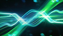 Neon Fiber Optic Lines, Green Abstract Texture Background, Abstract Speed Lines Technology Background