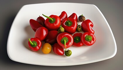 red chilies on the white plate