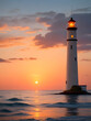 Leinwandbild Motiv lighthouse at sunset