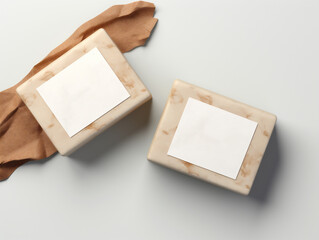 Mock up package with handmade soap bars, spa organic product, ai generated
