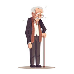 Wall Mural - sad old man vector flat minimalistic isolated illustration