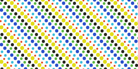 Poster - Colored and bright dots that repeat diagonally. For print, wallpaper, seamless packaging. Dots are texturally diagonal.