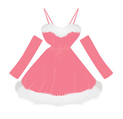 Pink Santa girl dress. vector illustration