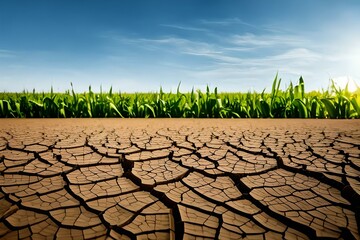 Drought in a cornfield, global warming concept