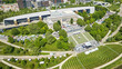 Lower Scioto Greenway in front of Center of Science and Industry building aerial