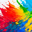 canvas print picture - blau aquarell ölfarbe auf leinwand splash farbig regenbogen - generative AI als Hintergrund layout grafik