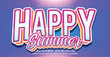 Happy Summer Text Style Effect. Editable Graphic Text Template.