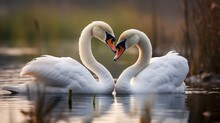 A Tender Moment Of A Swan Gently Preening Its Partner's Feathers, Exemplifying The Beauty Of Affection And Care Generative AI