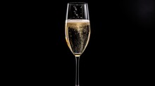 Empty Glass Of Champagne Isolated On Black Background
