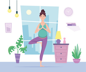 Sticker - Yoga poses. Home sport exercises healthy relax yoga asana. Vector background