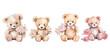Watercolor Teddy Bear with pink rose clipart for graphic resources